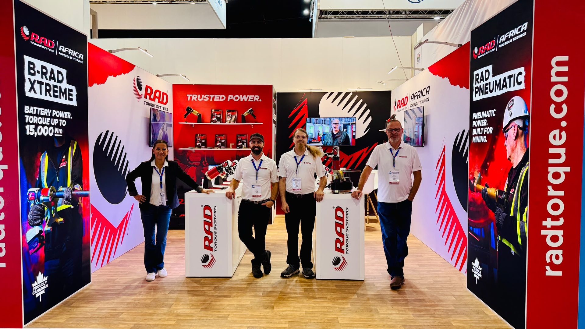 RAD Torque Systems stand featuring B-RAD Xtreme and RAD Pneumatic banners